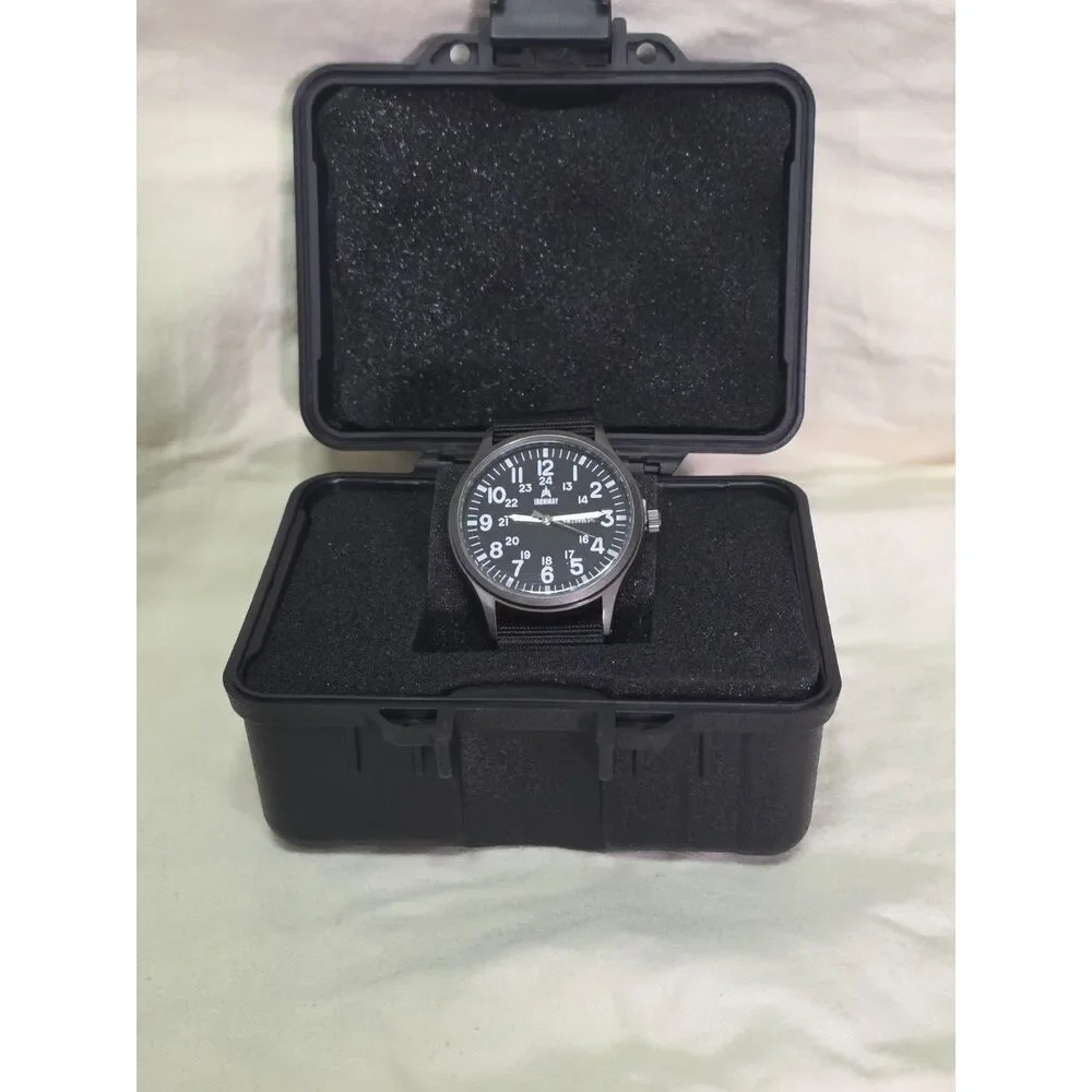 Ironway 41mm Military Field Watch, Black Dial, Japanese Quartz (New w/ ABS Case)